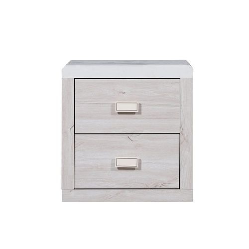 Tisley 2 Drawer Night Stand -L.Oak/White faux marble